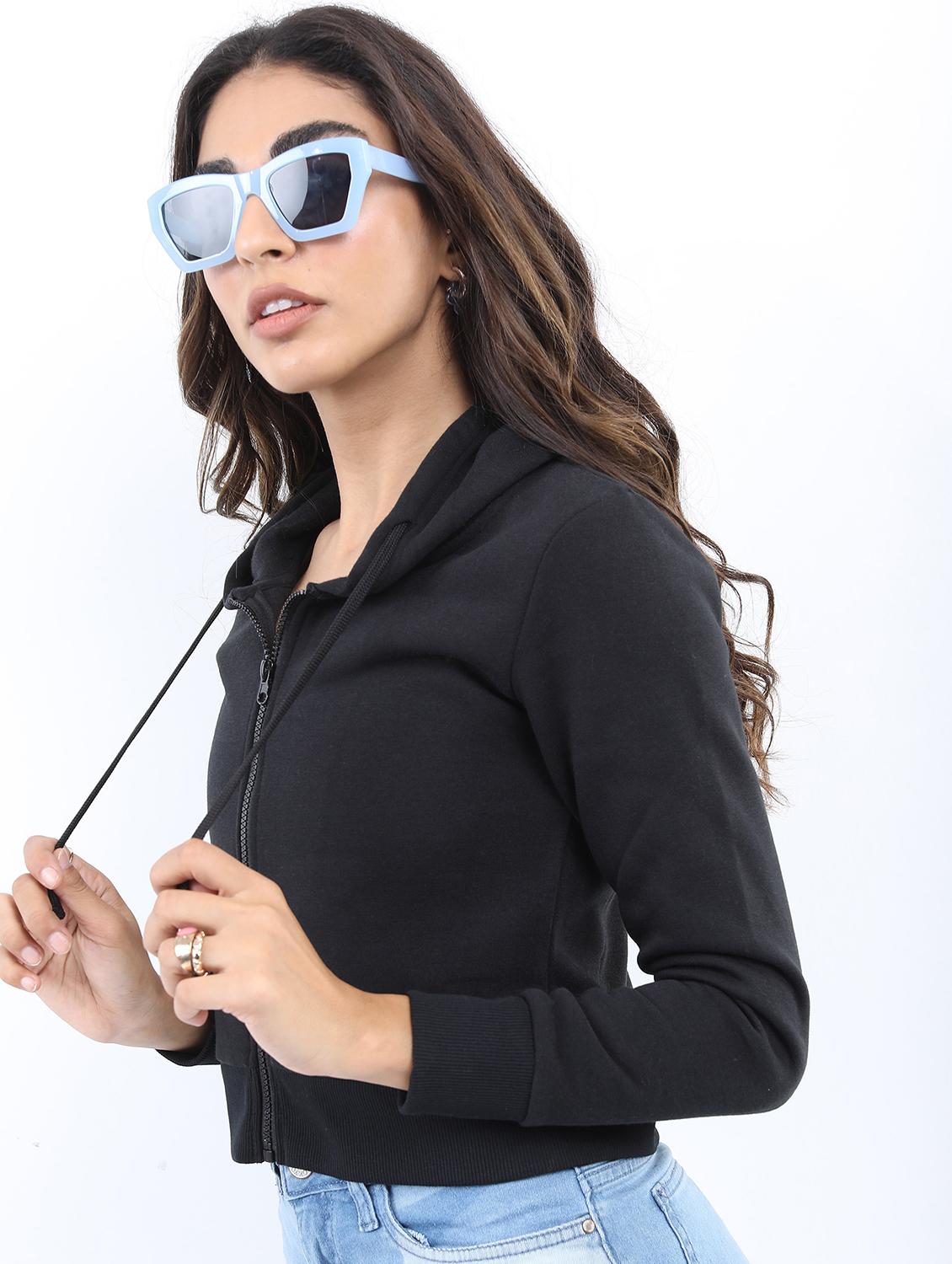 women black plain sweatshirt - 21596527 -  Standard Image - 1