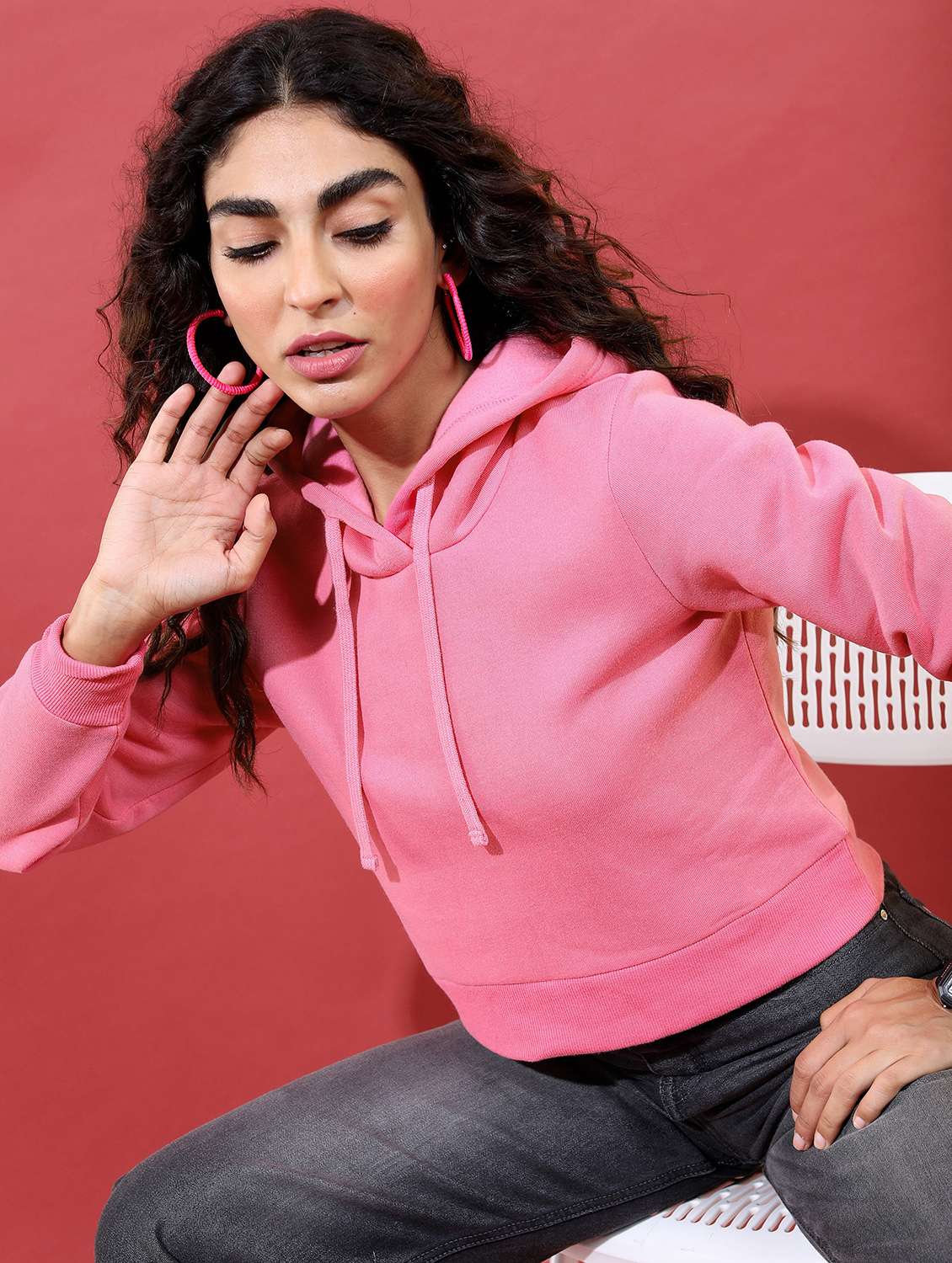 women long sleeve plain sweatshirt - 21596537 - Standard Image - 1