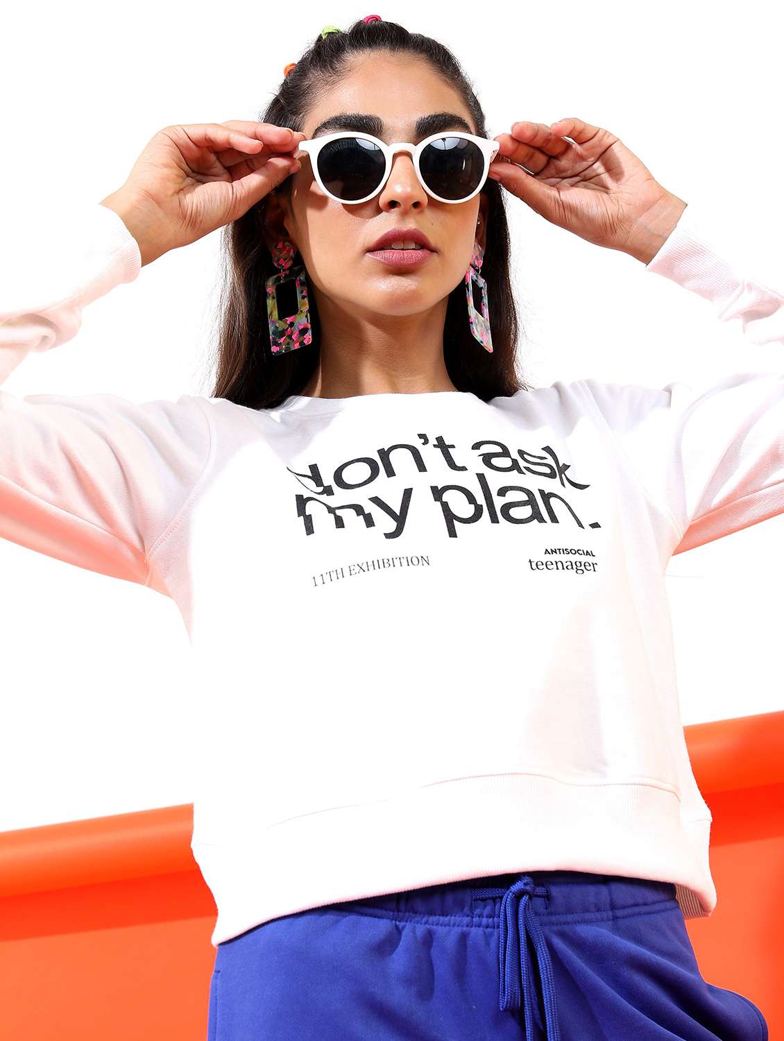 women long sleeve front print sweatshirt - 21596546 -  Standard Image - 1