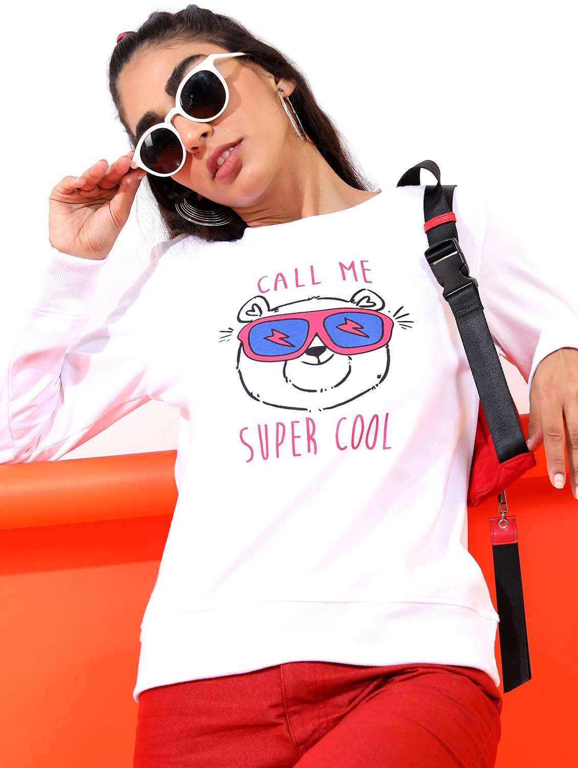 women long sleeve front print sweatshirt
