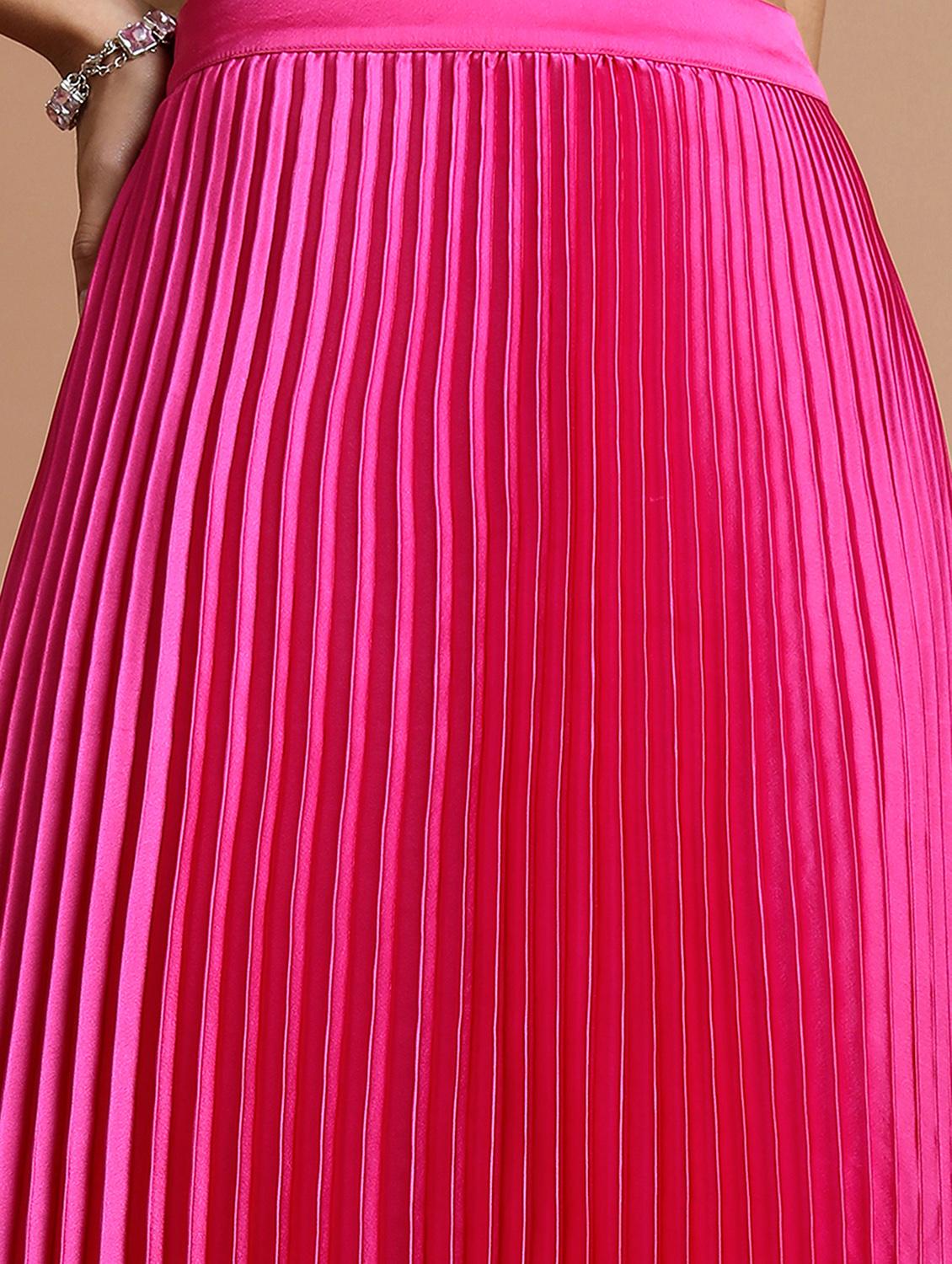 women pink solid a-line skirt - 21596630 - Standard Image - 4