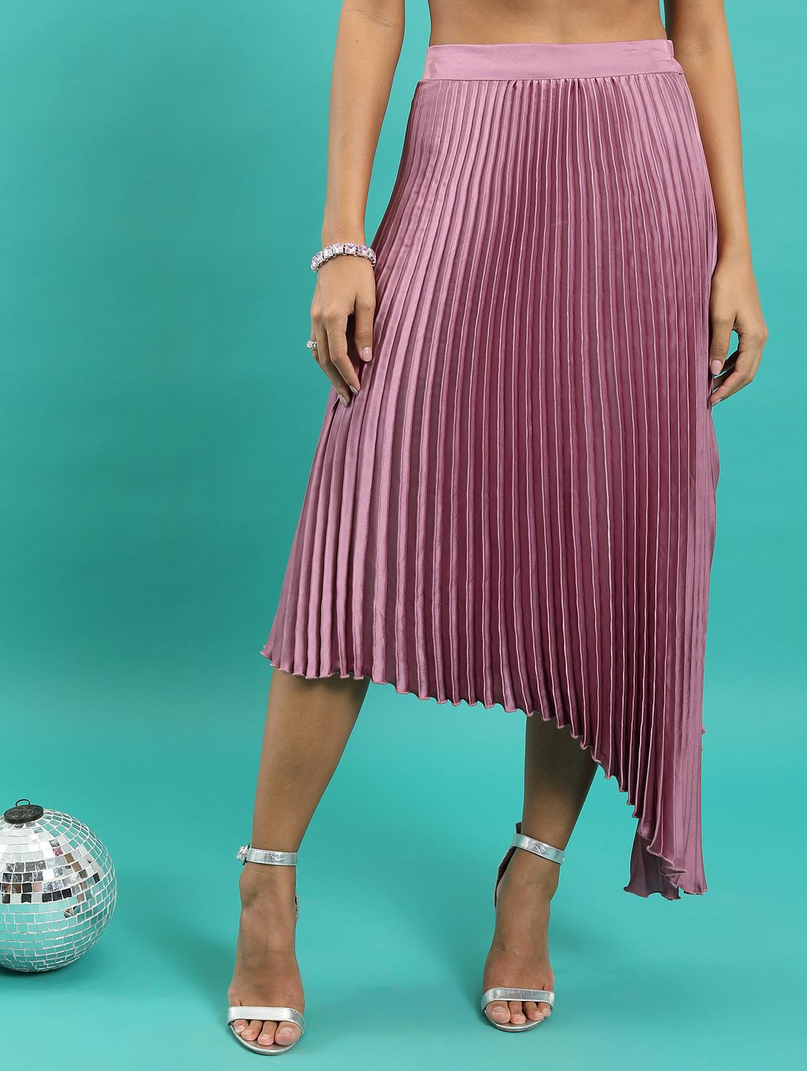 women pink solid pleated skirt - 21596631 -  Zoom Image - 0