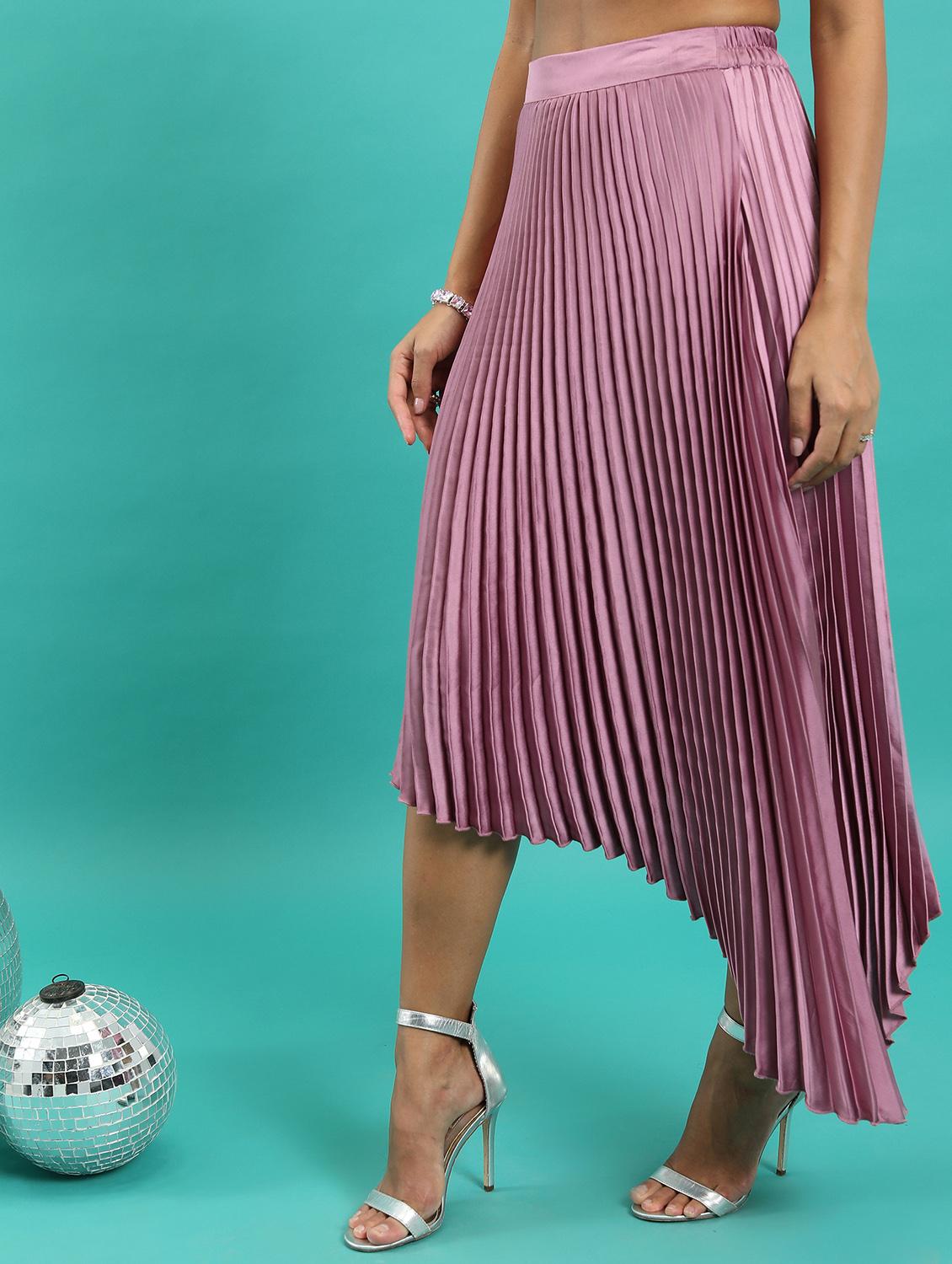 women pink solid pleated skirt - 21596631 -  Standard Image - 1