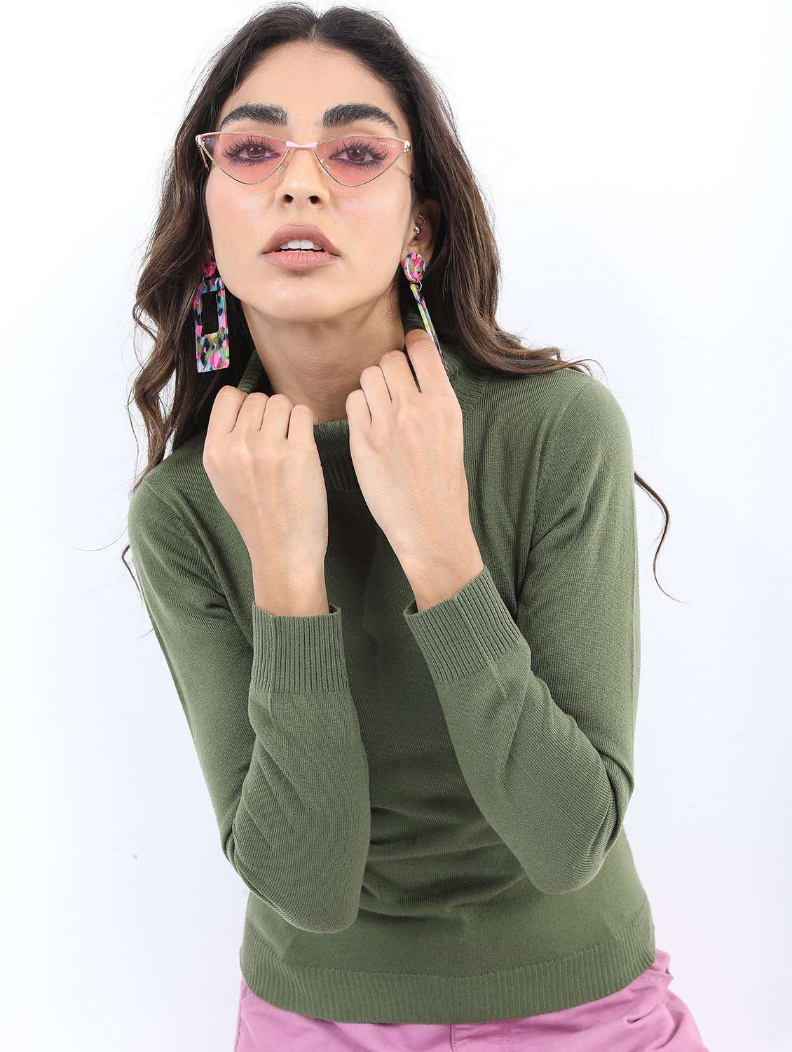 women long sleeve solid pullover