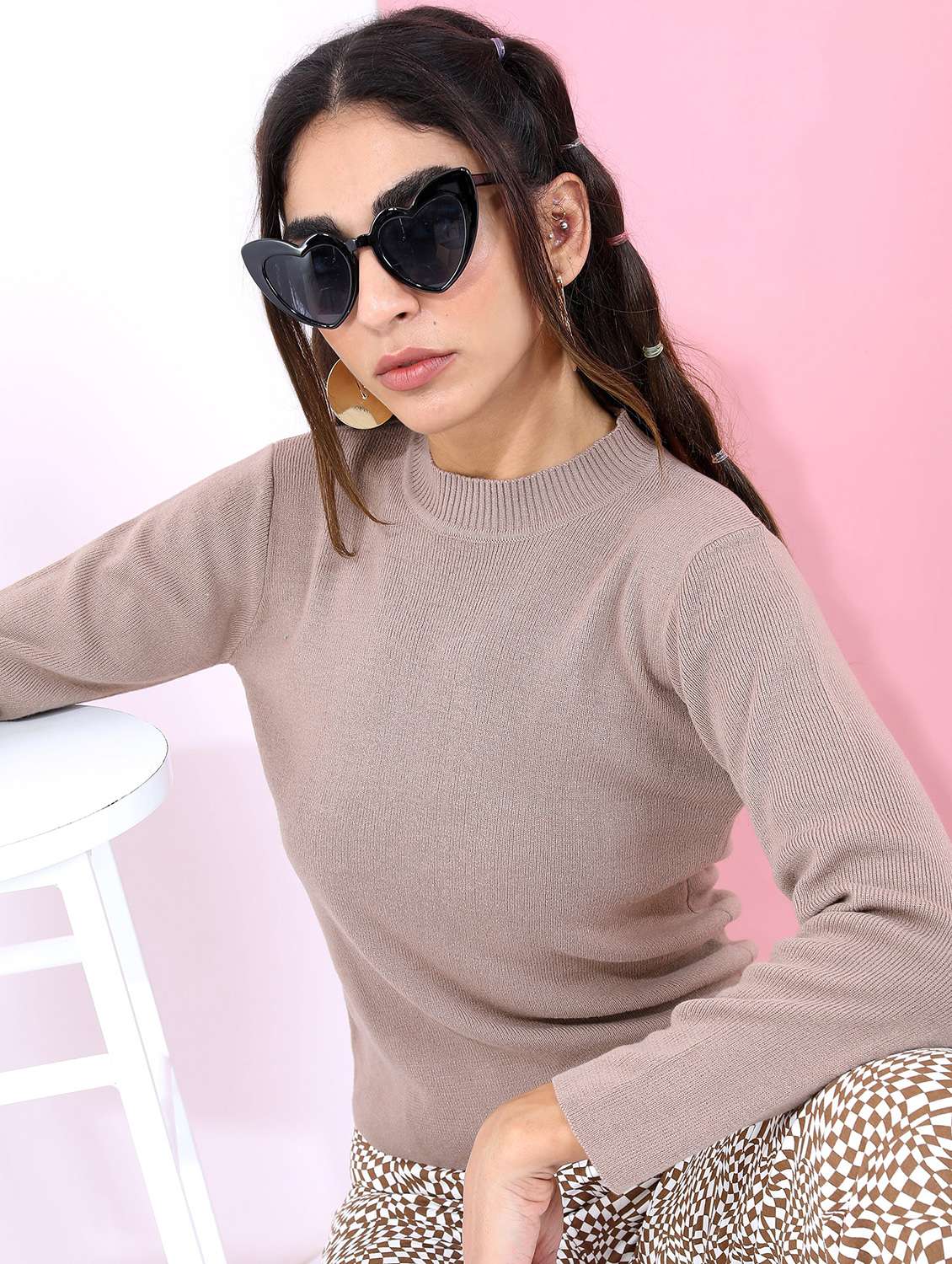 women long sleeve solid pullover - 21596653 -  Standard Image - 1