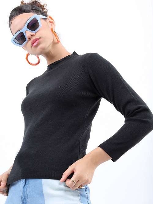 women long sleeve solid pullover