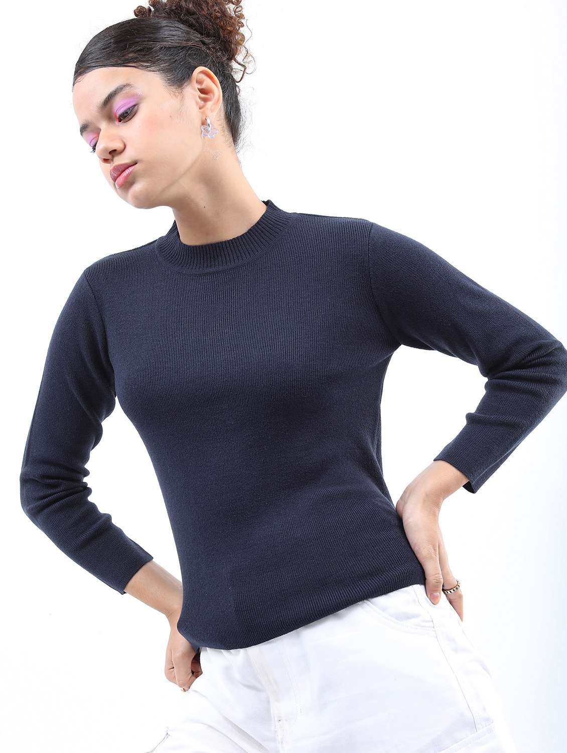 women long sleeve solid pullover