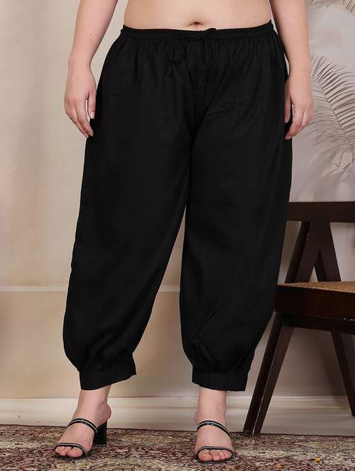 women black solid cotton salwar - 21596742 -  Standard Image - 0