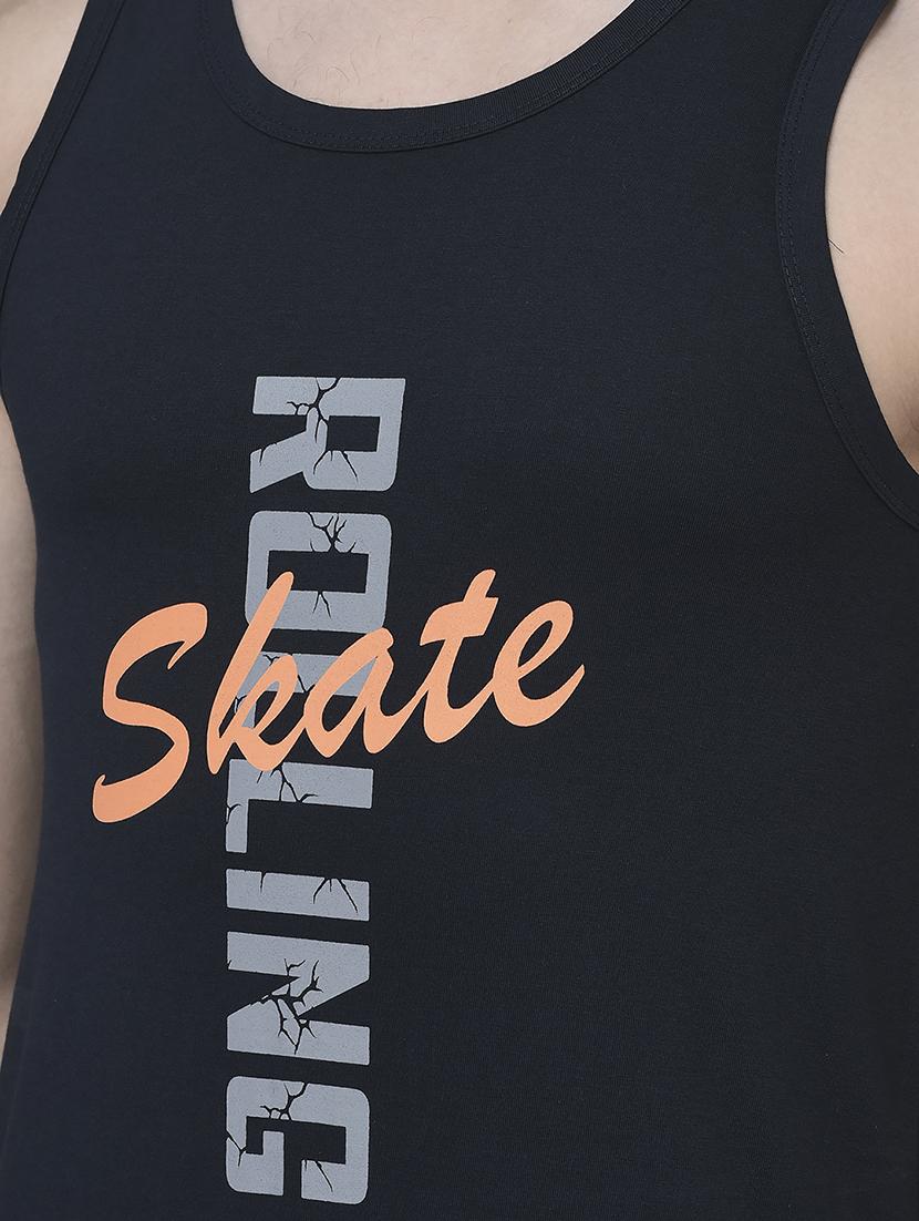 men navy blue ptypographic print vest - 21597361 - Standard Image - 4
