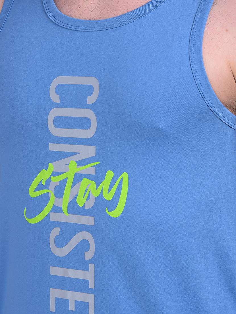 men blue typographic vest - 21597364 -  Standard Image - 4