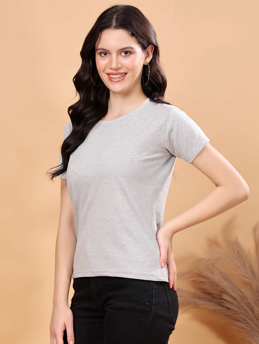 women solid short sleeve regular fit  t-shirt