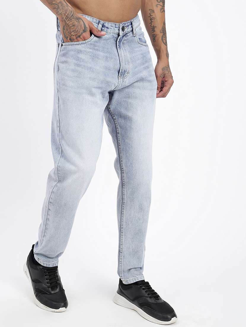 men light blue denim plain jeans - 21597420 -  Standard Image - 1