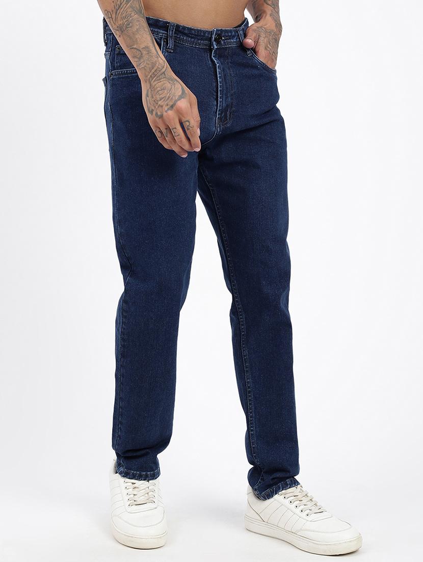 men navy blue denim pain jeans - 21597425 - Standard Image - 1
