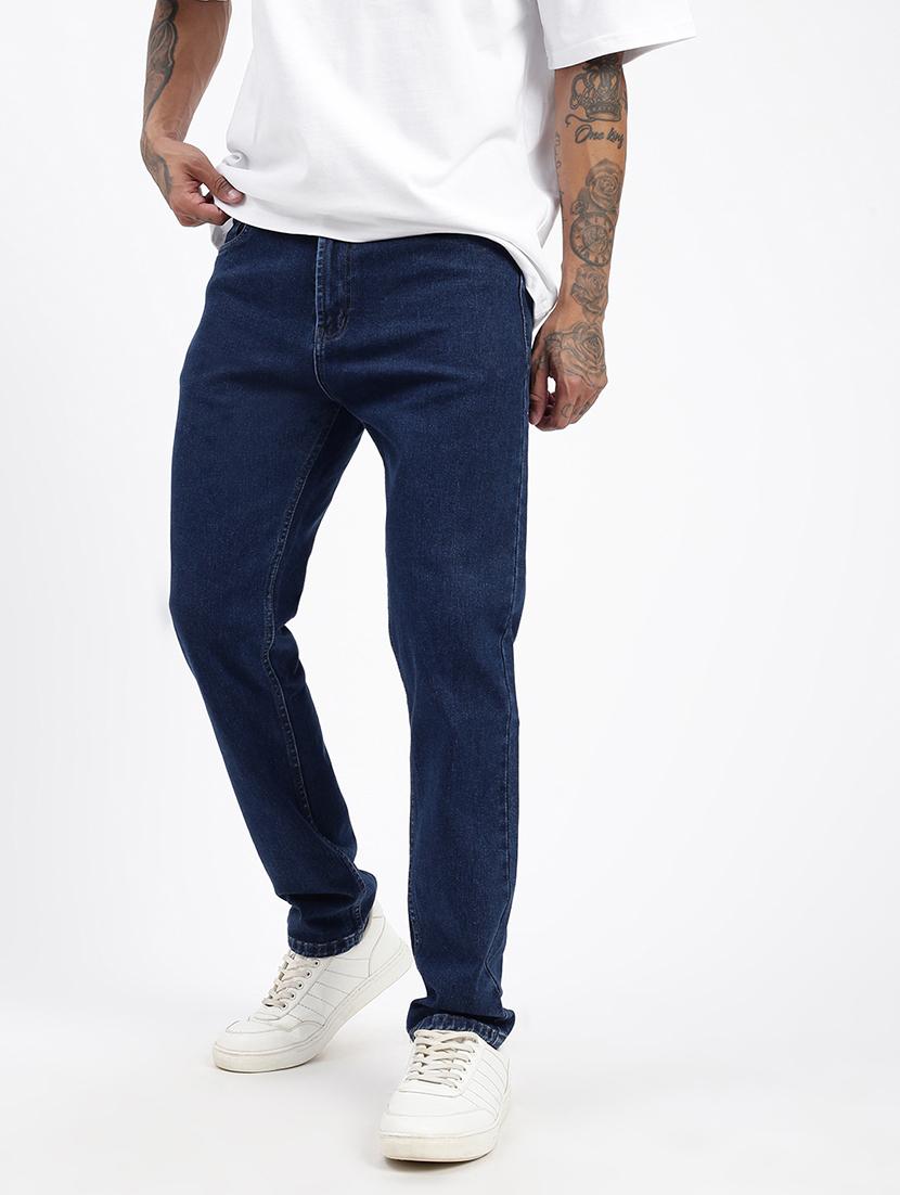 men navy blue denim pain jeans - 21597425 - Standard Image - 4