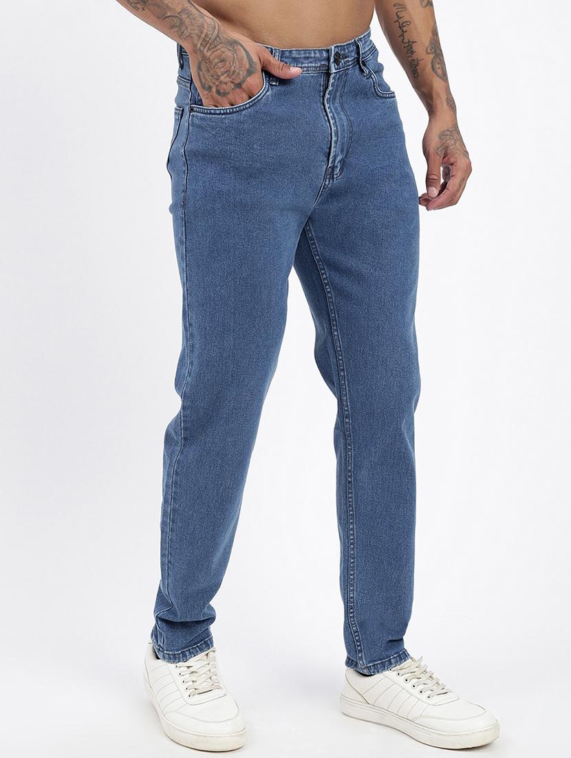 men blue denim plain jeans - 21597426 - Standard Image - 1