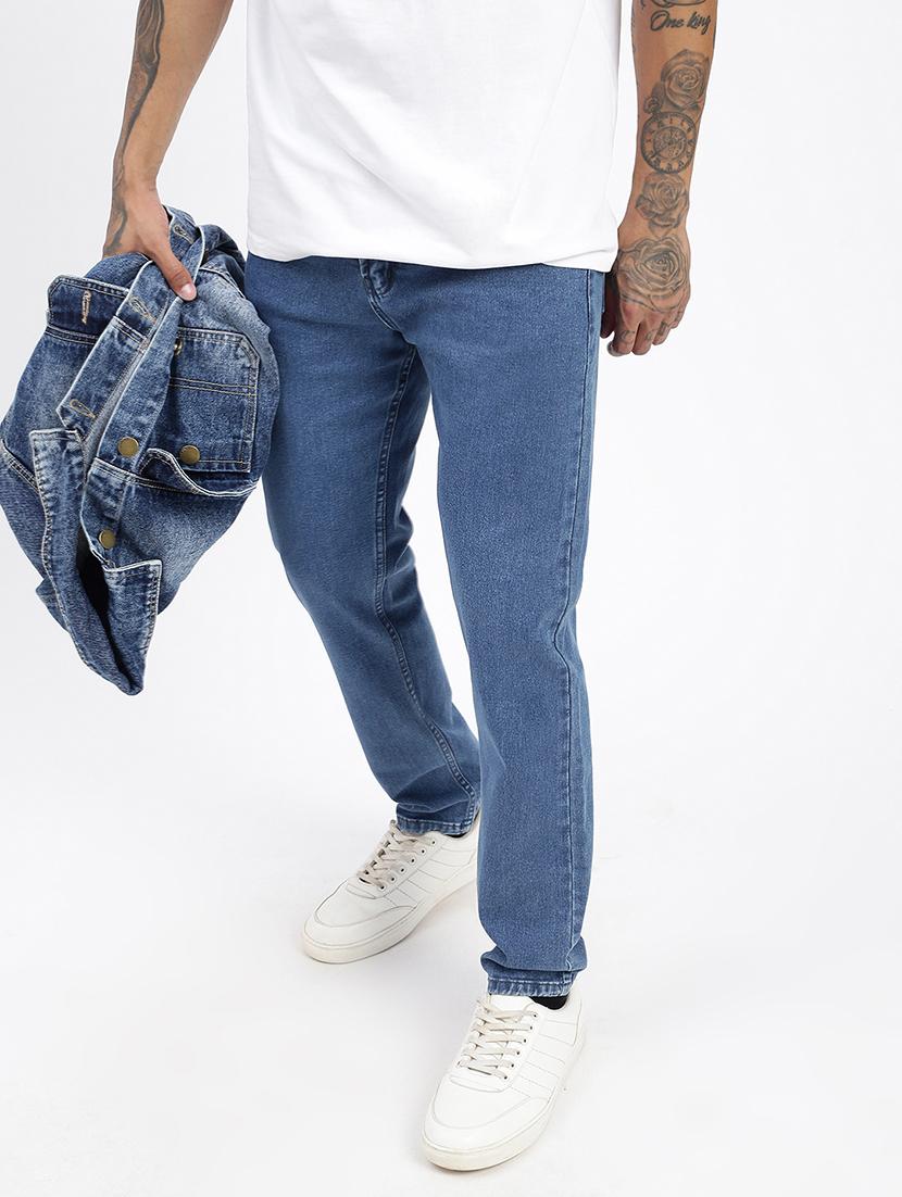 men blue denim plain jeans - 21597426 - Standard Image - 4