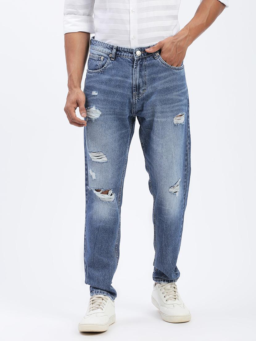 men blue denim distress jeans - 21597429 - Zoom Image - 0