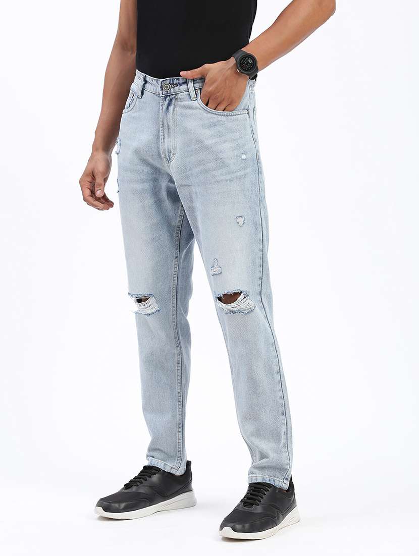 men light blue denim plain jean - 21597430 -  Standard Image - 1