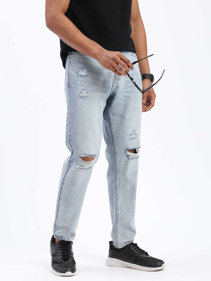 men light blue denim plain jean - 21597430 -  Standard Image - 4