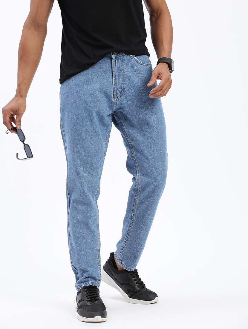 men light blue denim plain jeans - 21597433 -  Standard Image - 4