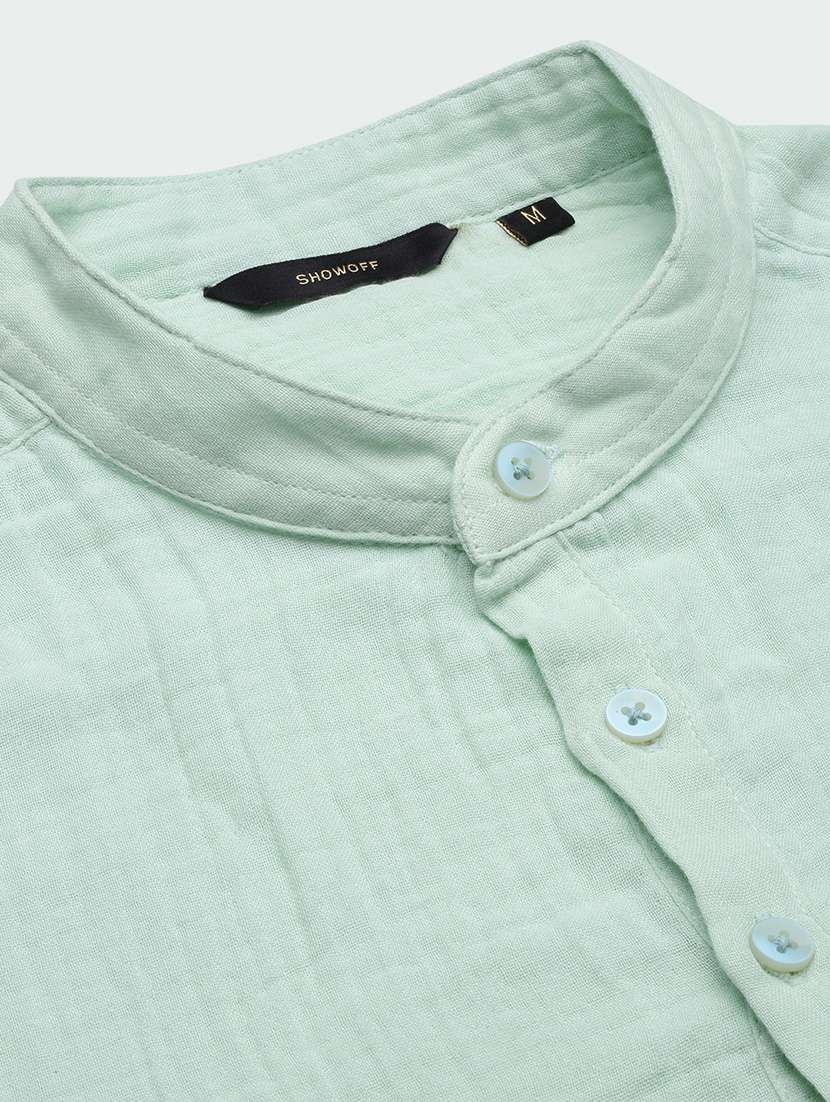 men mandarin neck solid short kurta - 21597442 -  Standard Image - 6