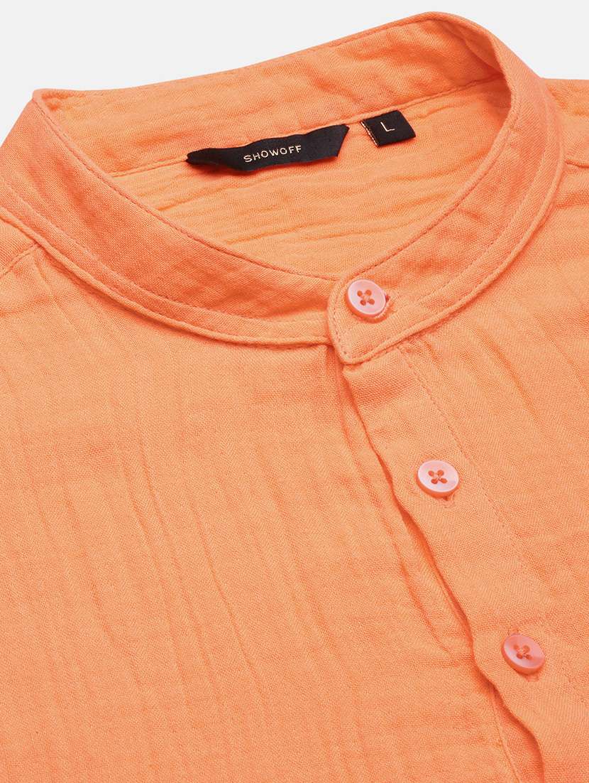 men mandarin neck solid short kurta - 21597444 -  Standard Image - 6
