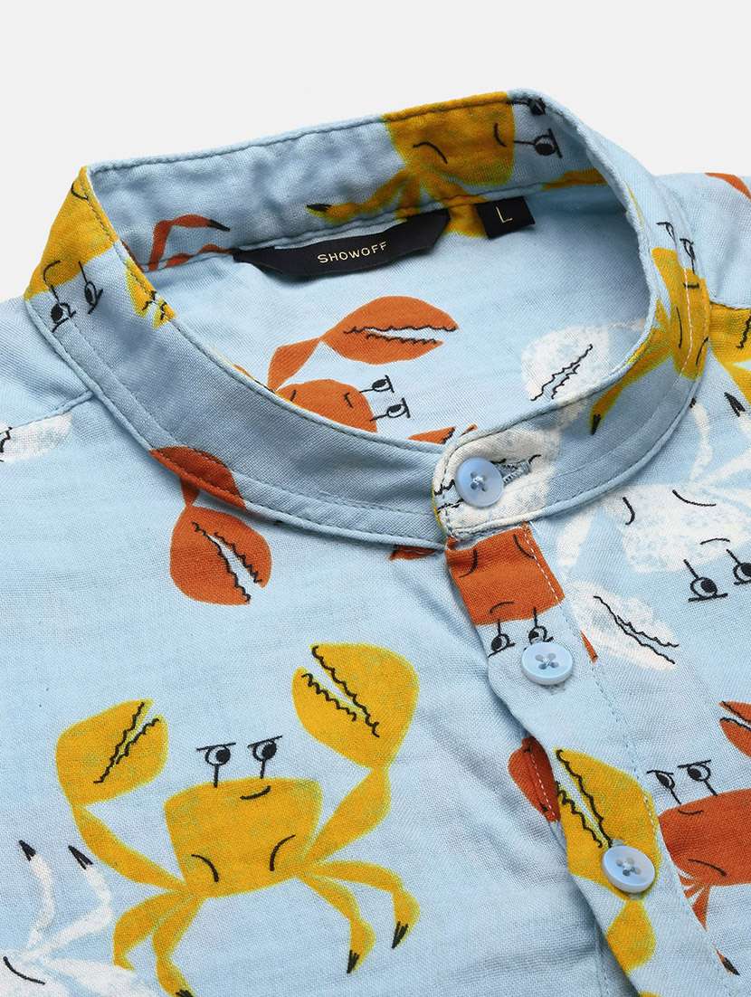 men mandarin neck printed short kurta - 21597446 -  Standard Image - 6