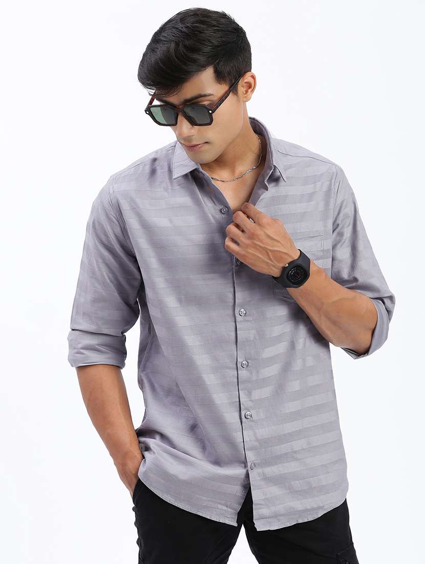 men long sleeves solid casual shirt - 21597461 - Standard Image - 1