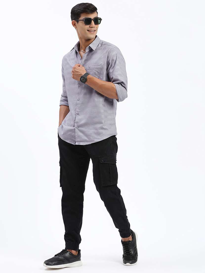 men long sleeves solid casual shirt - 21597461 - Standard Image - 4