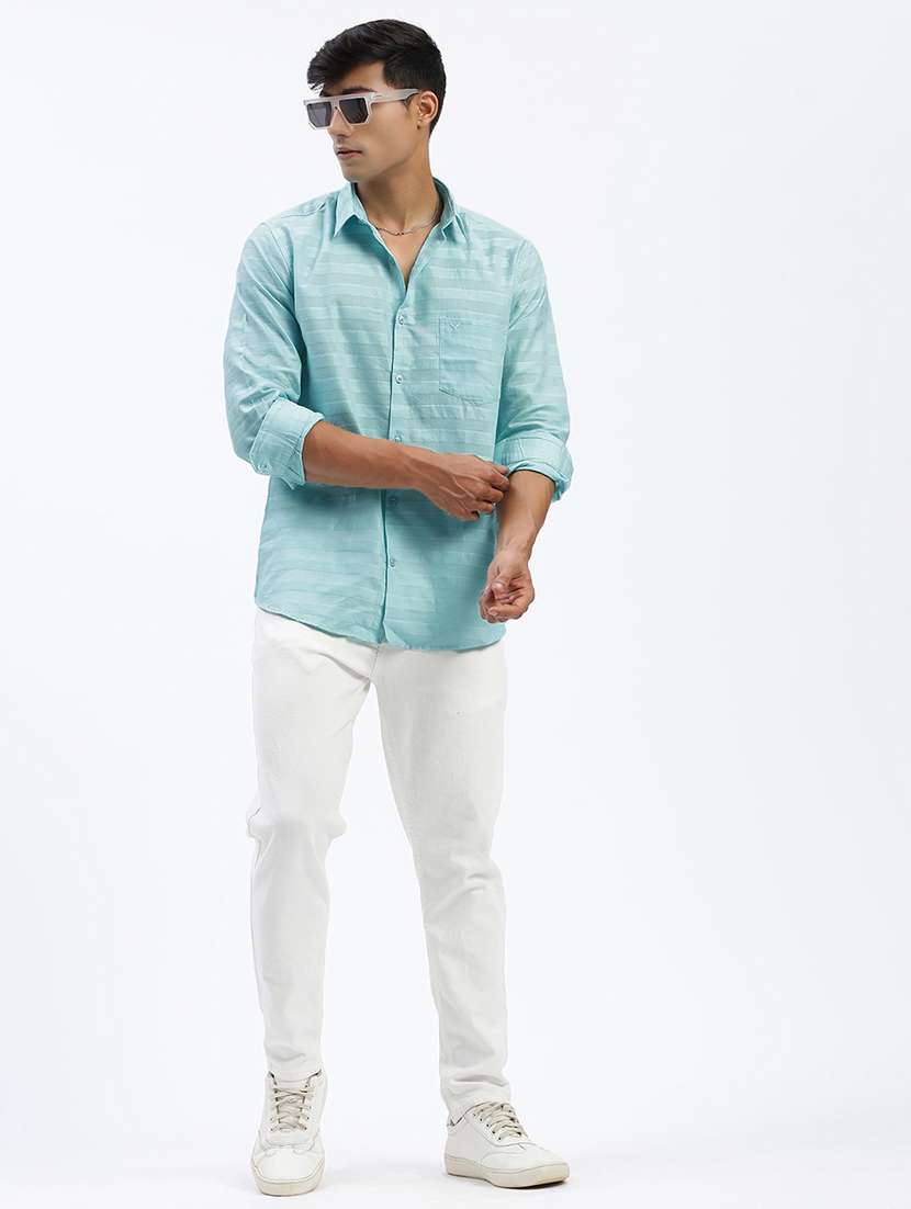 men long sleeves solid casual shirt - 21597462 -  Standard Image - 4