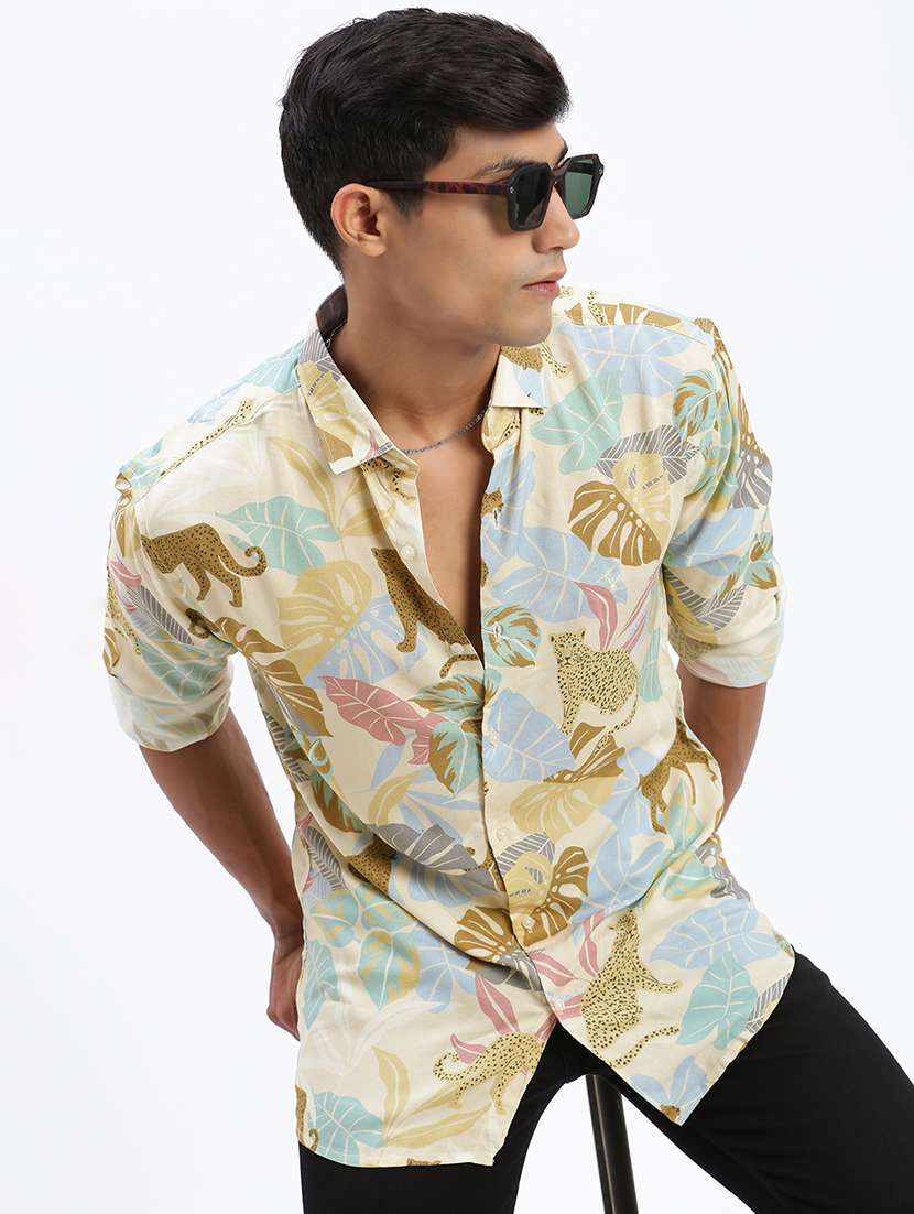 men long sleeves printed casual shirt - 21597466 -  Standard Image - 1