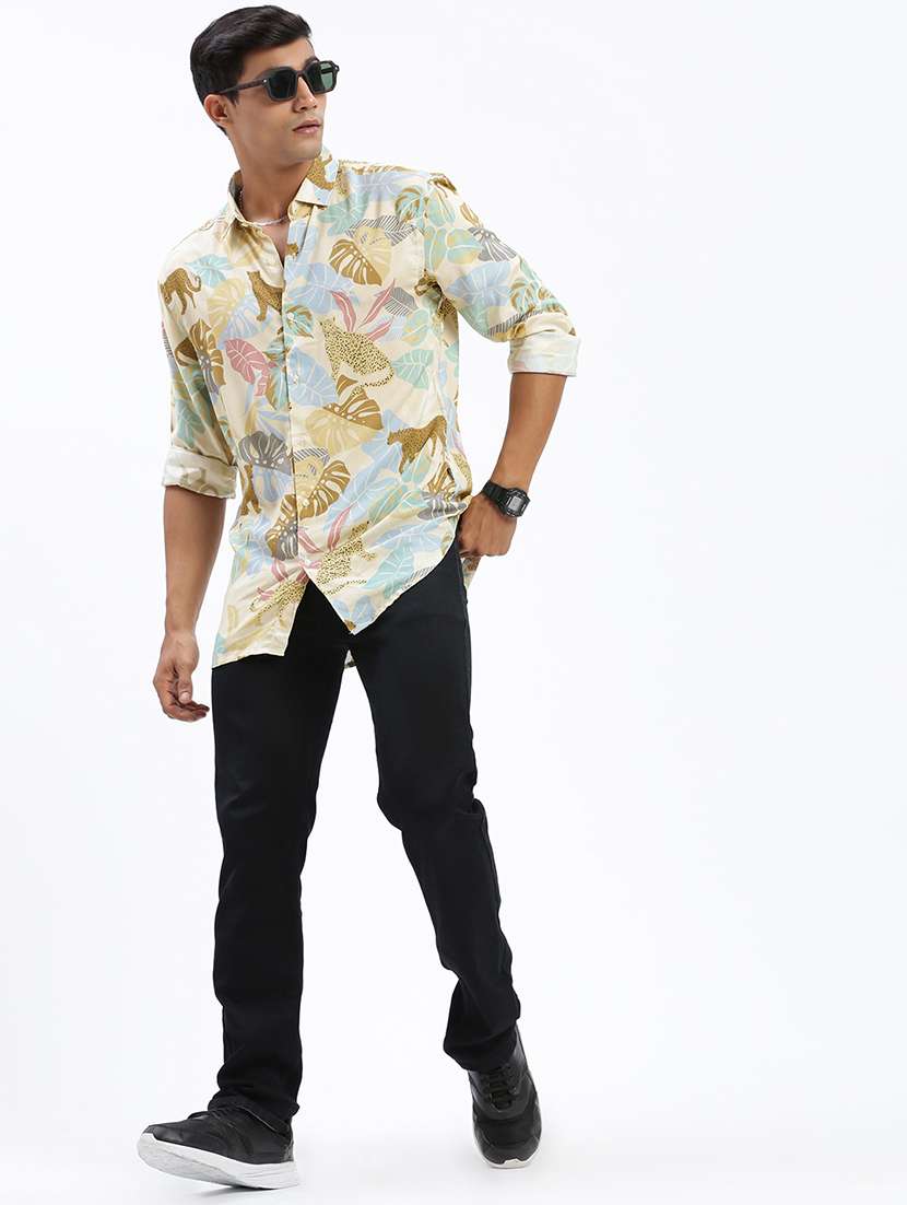 men long sleeves printed casual shirt - 21597466 -  Standard Image - 4