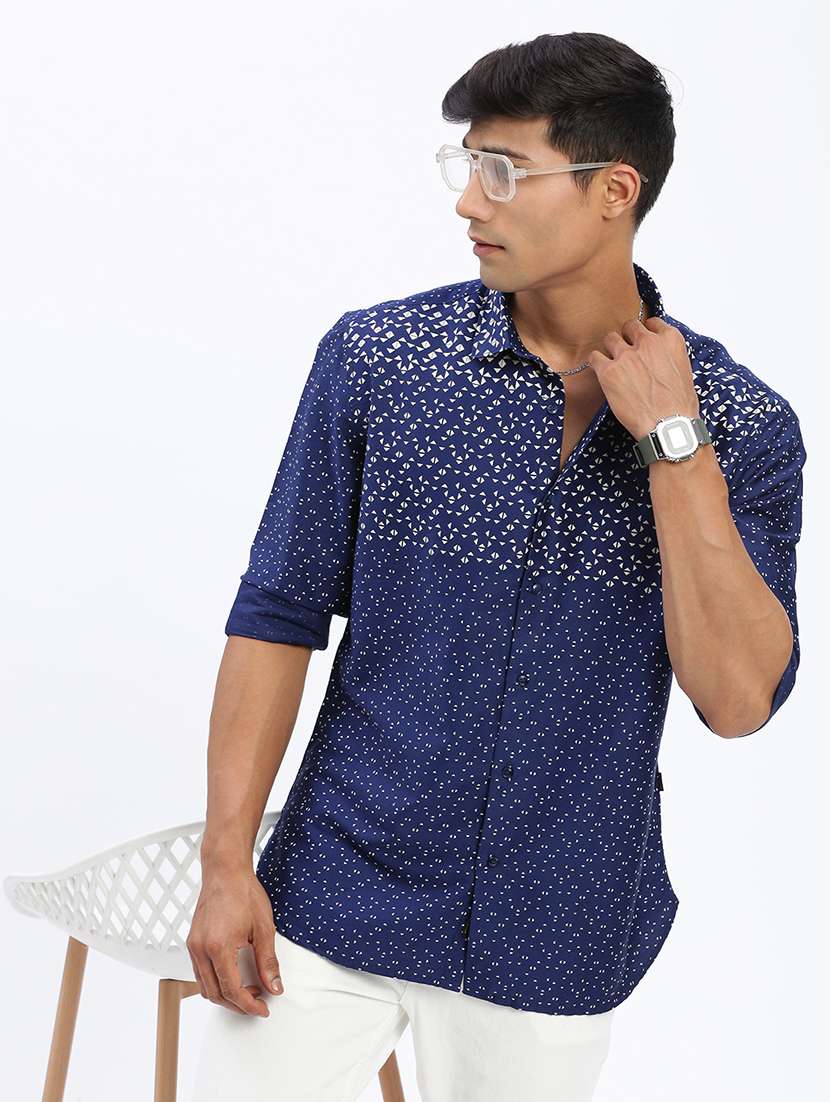men long sleeves printed casual shirt - 21597467 -  Standard Image - 1