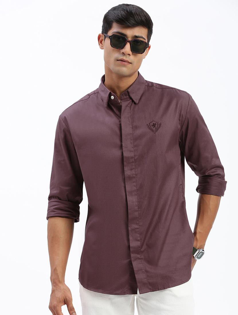 men long sleeves solid casual shirt - 21597470 - Standard Image - 1