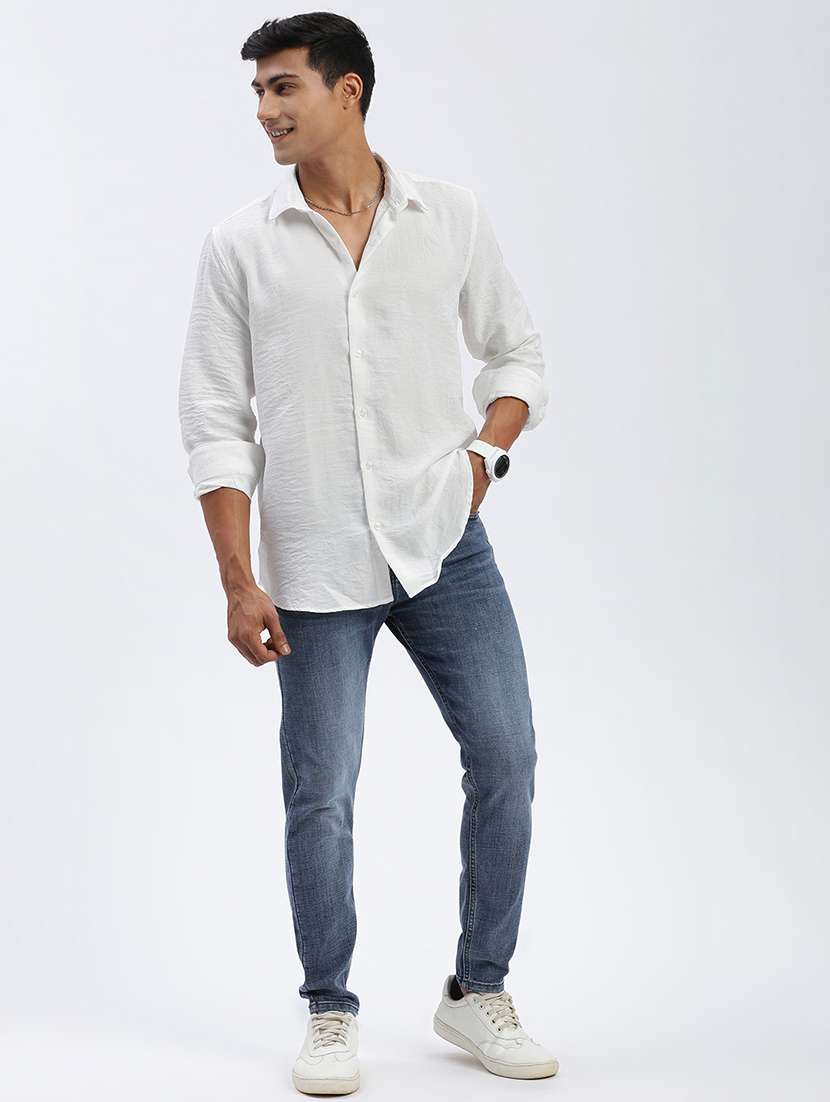 men long sleeves solid casual shirt - 21597479 -  Standard Image - 4
