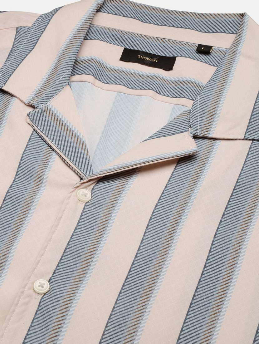 men short sleeves striped casual shirt - 21597484 -  Standard Image - 6