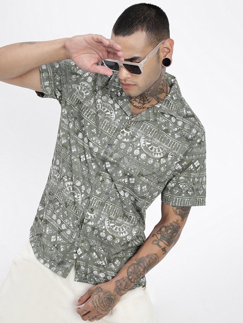 men short sleeves printed casual shirt - 21597495 - Standard Image - 1