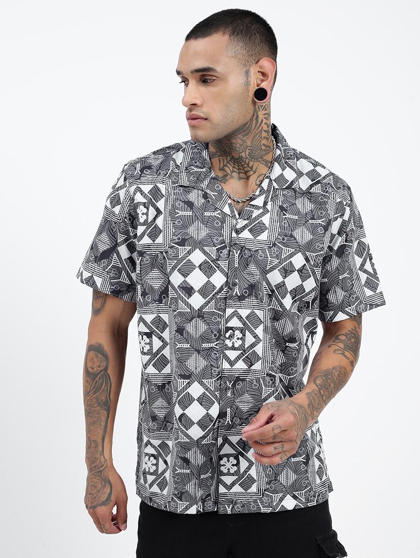 men short sleeves printed casual shirt - 21597498 -  Zoom Image - 0