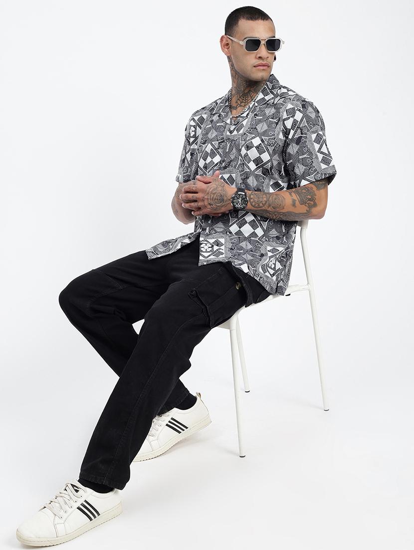 men short sleeves printed casual shirt - 21597498 - Standard Image - 4
