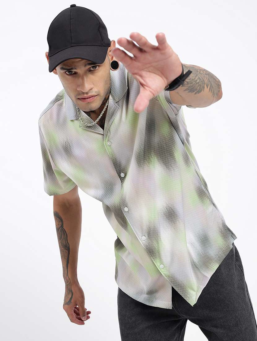 men short sleeves tie & dye casual shirt - 21597499 -  Standard Image - 1
