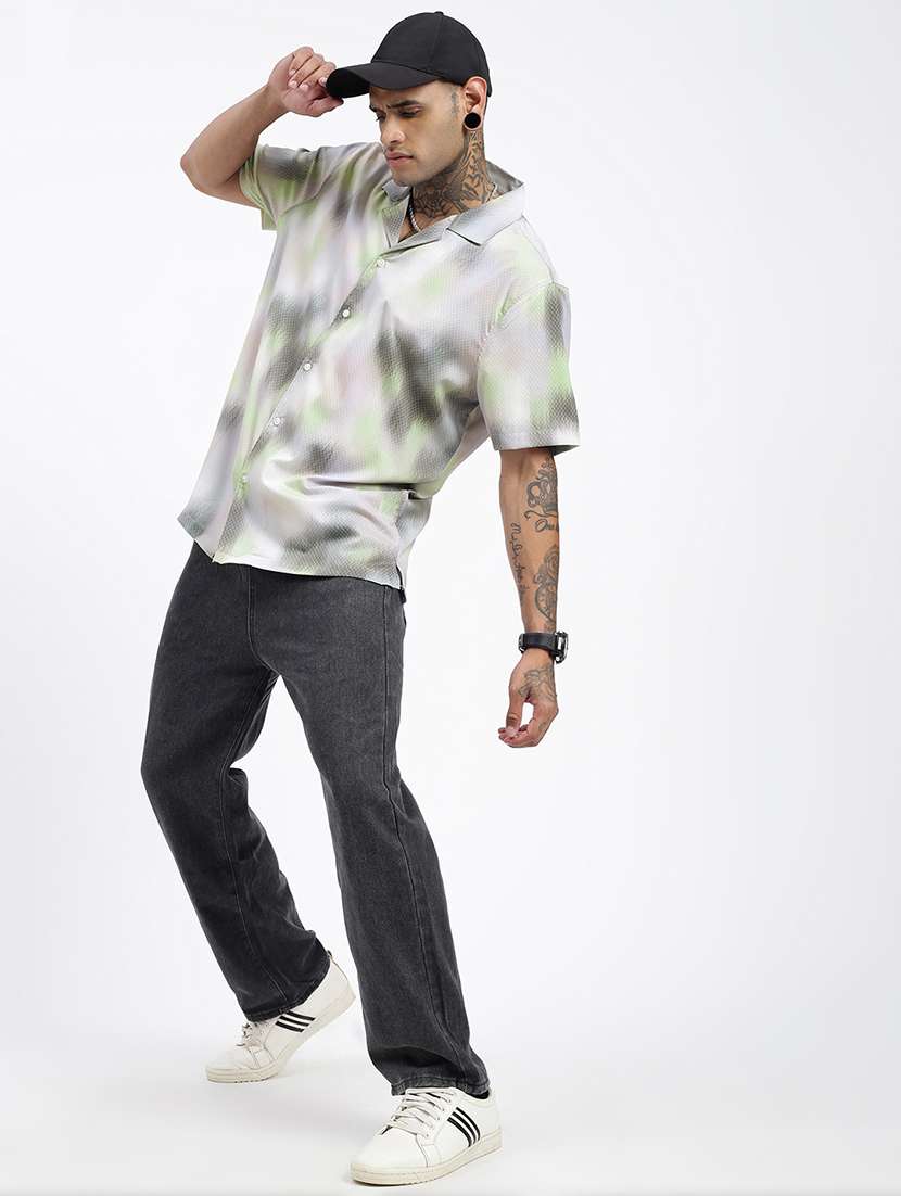 men short sleeves tie & dye casual shirt - 21597499 -  Standard Image - 4