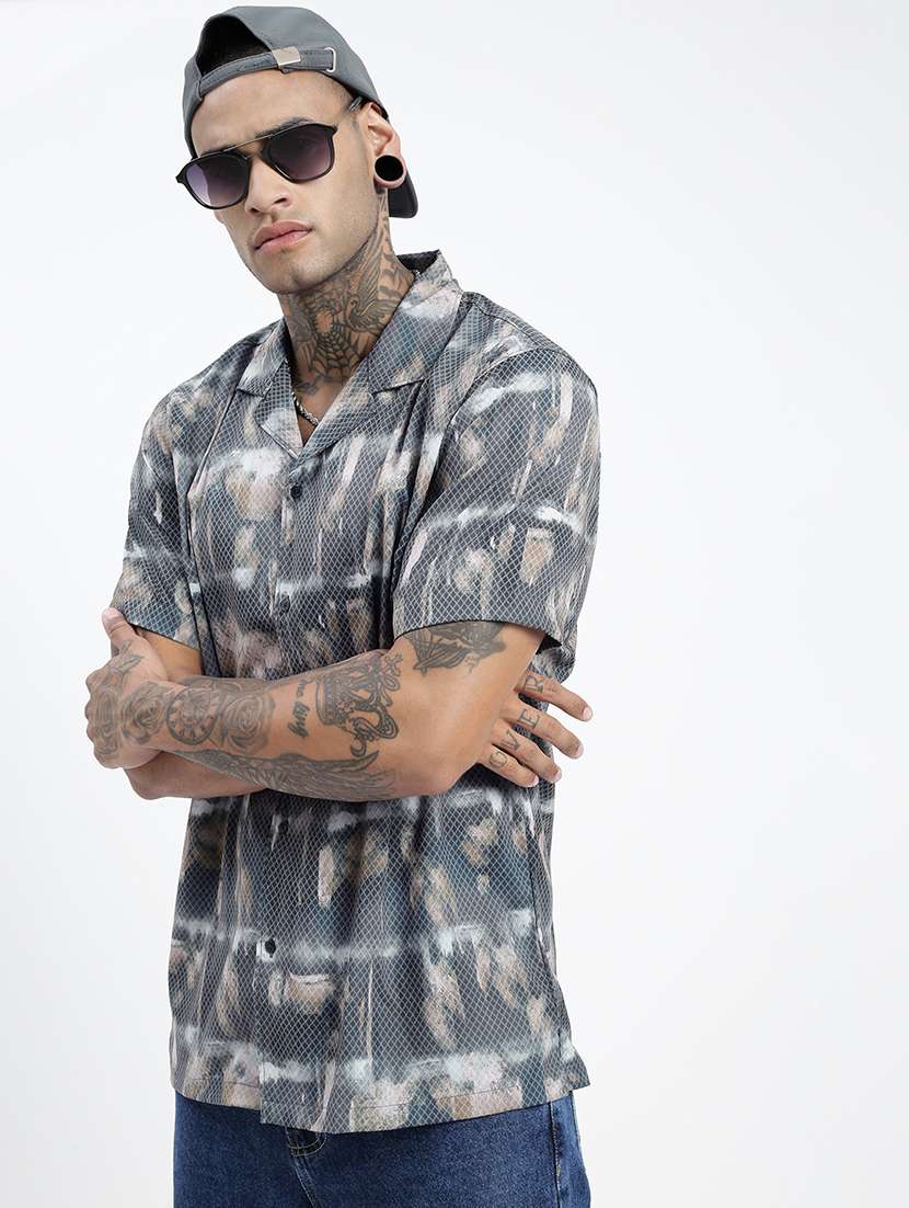 men short sleeves printed casual shirt - 21597500 -  Standard Image - 1