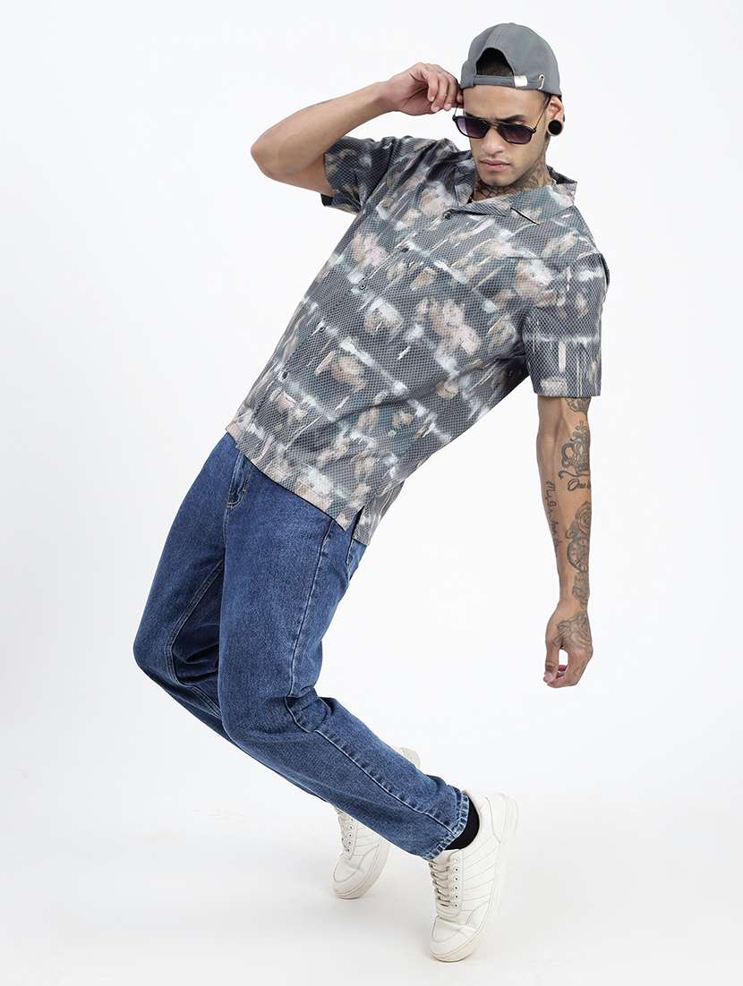 men short sleeves printed casual shirt - 21597500 -  Standard Image - 4