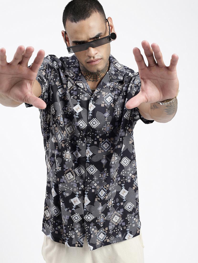 men short sleeves printed casual shirt - 21597501 - Standard Image - 1