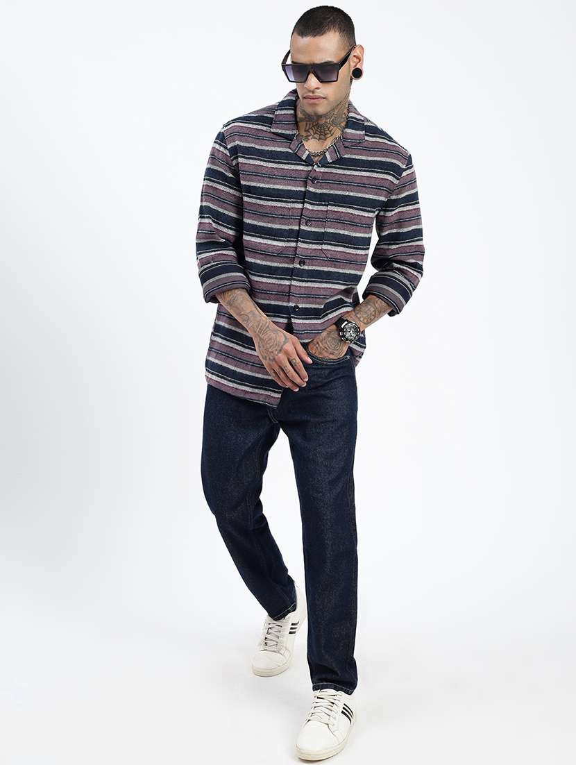 men long sleeves striped casual shirt - 21597502 -  Standard Image - 4