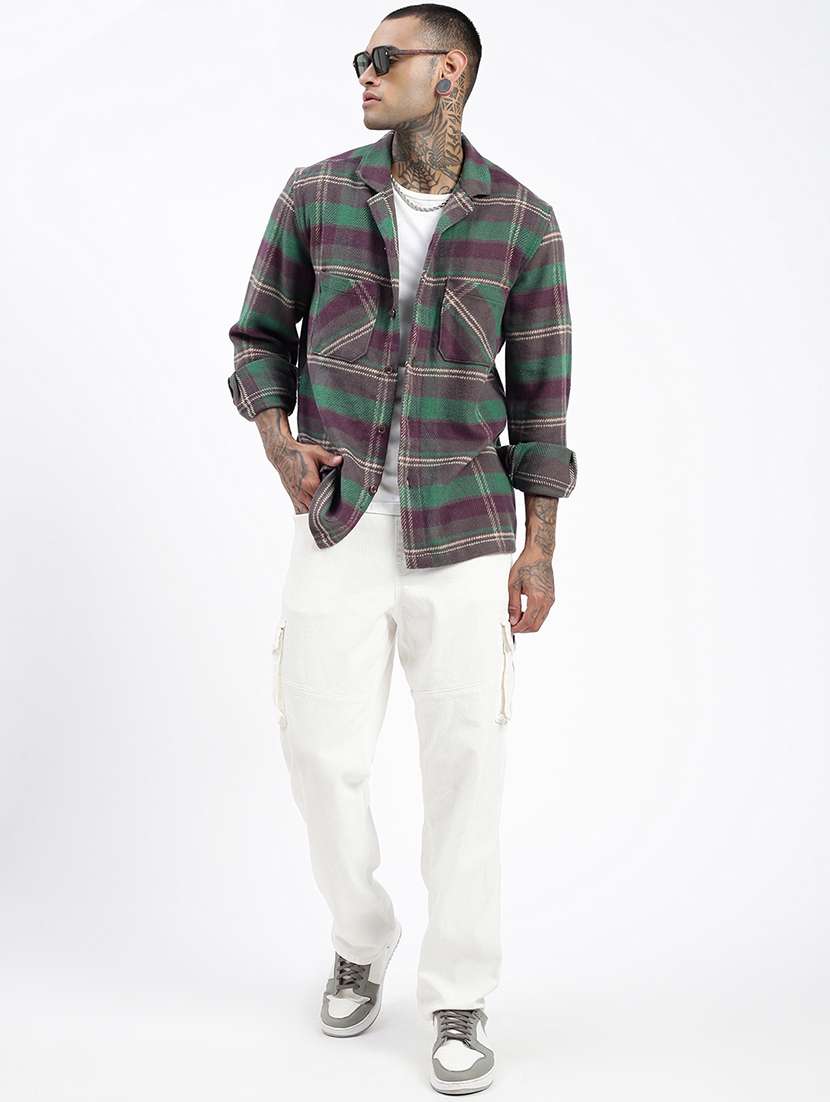 men long sleeves checkered casual shirt - 21597504 -  Standard Image - 4