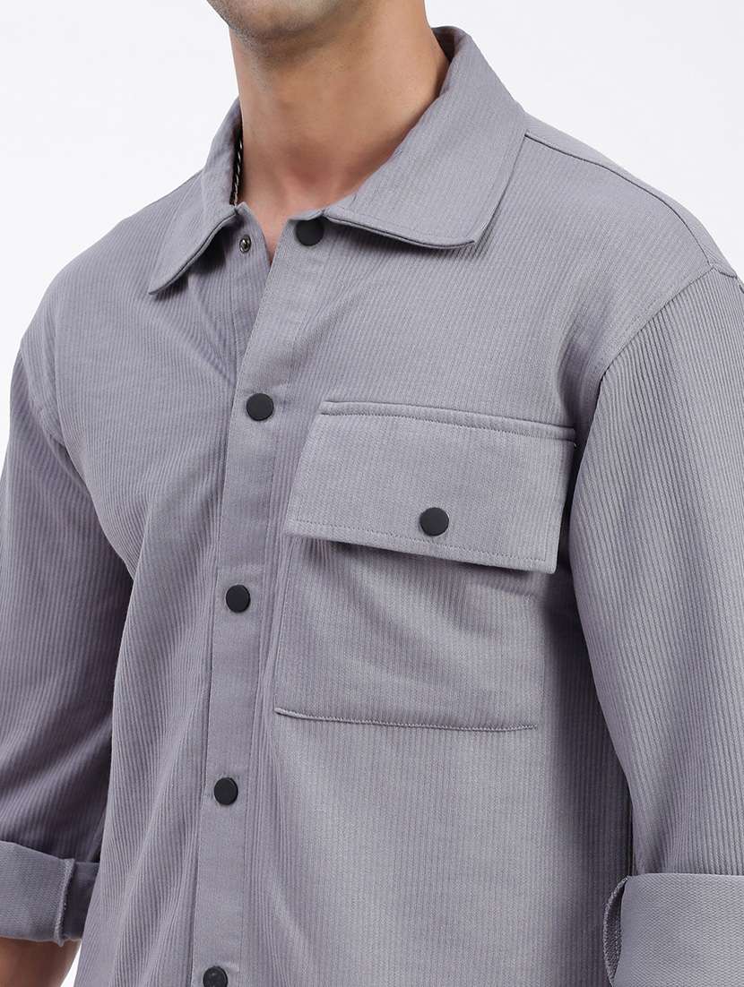 men regular fit solid casual shirt with single pocket - 21597523 -  Standard Image - 6