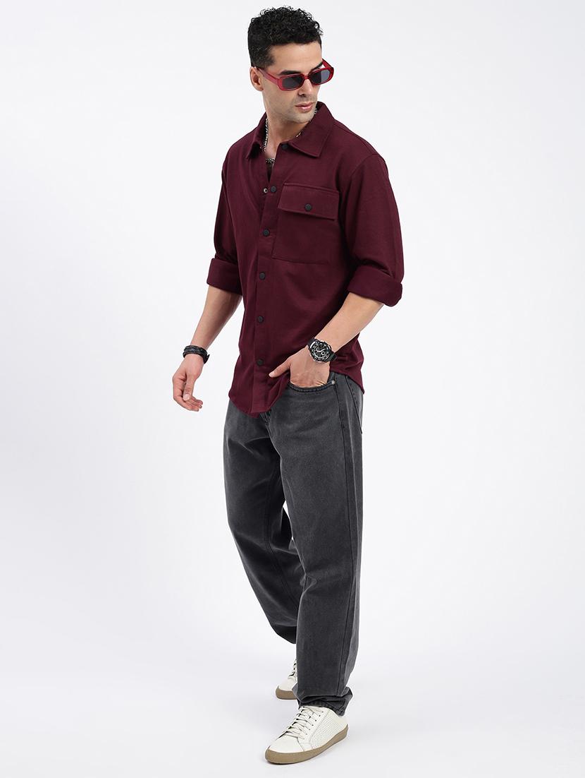 men regular fit solid casual shirt with single pocket - 21597531 - Standard Image - 4