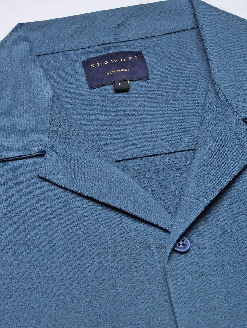 men loose fit solid cuban collar casual shirt - 21597538 - Standard Image - 6