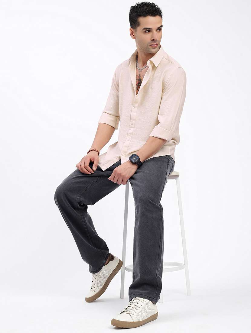 men regular fit solid long sleeve casual shirt - 21597561 -  Standard Image - 4